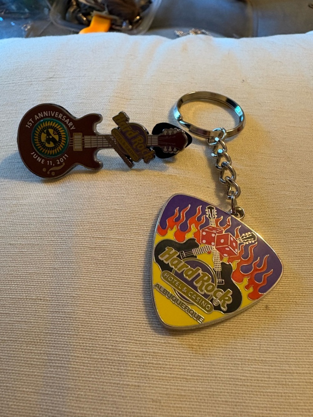 Hard Rock Hotel Casino Albuquerque 1st Anniversary Guitar Pin And Keychain